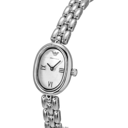 Emporio Armani Damenuhr aus Edelstahl mit Perlmuttzifferblatt und Quarzwerk, AR11720