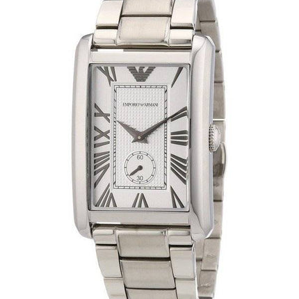 Emporio Armani klassischen Rechteck-Shape Silberton AR1607 Herrenuhr