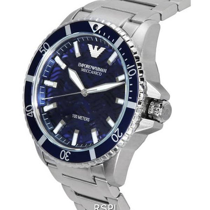 Emporio Armani Meccanico Edelstahl blaues Zifferblatt Automatik AR60059 100M Herrenuhr