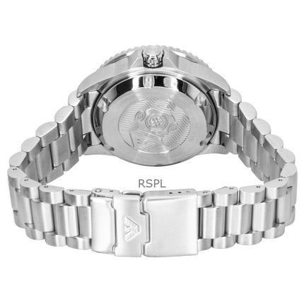Emporio Armani Sea Explorer Edelstahl Taucheruhr mit blauem Zifferblatt, Automatik, AR60090, 200 m, Herrenuhr