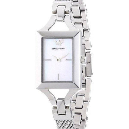Emporio Armani-Quarz, die klassischen weiß und Silber AR7374 Damenuhr