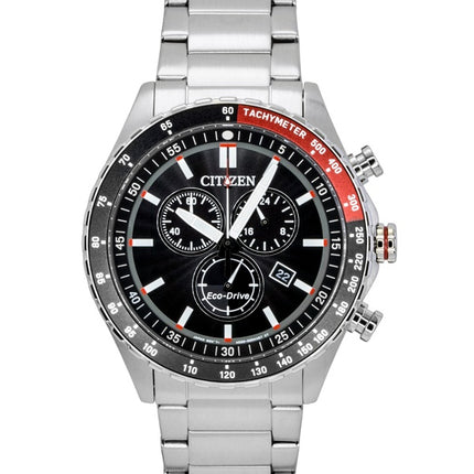 Citizen Eco-Drive Chronograph Edelstahl Schwarzes Zifferblatt Solar AT2566-88E 100M Herrenuhr