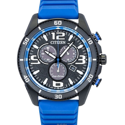Citizen Brycen Chronograph Silikonarmband Schwarzes Zifferblatt Eco-Drive AT2586-05E 100M Herrenuhr