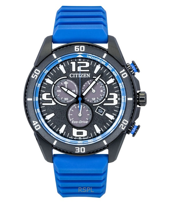 Citizen Brycen Chronograph Silikonarmband Schwarzes Zifferblatt Eco-Drive AT2586-05E 100M Herrenuhr