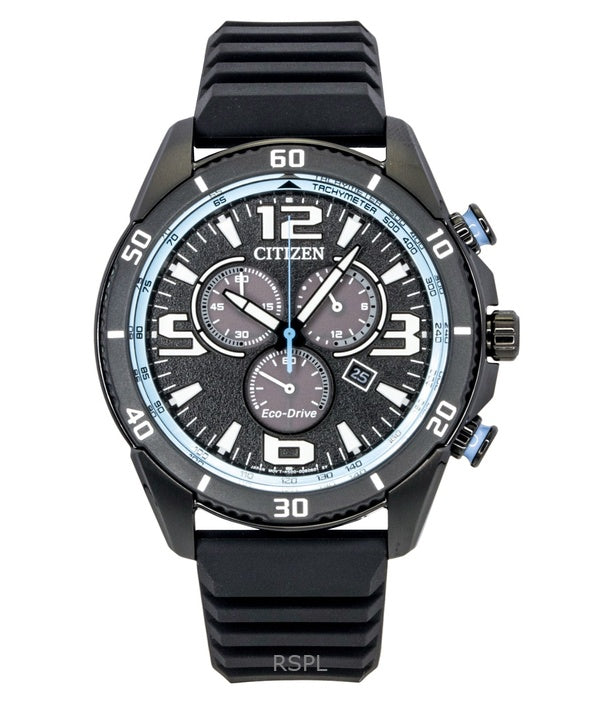 Citizen Brycen Chronograph Silikonarmband Schwarzes Zifferblatt Eco-Drive AT2587-02E 100M Herrenuhr