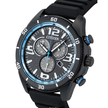 Citizen Brycen Chronograph Silikonarmband Schwarzes Zifferblatt Eco-Drive AT2587-02E 100M Herrenuhr