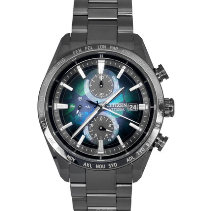 Citizen Attesa Funk-Chronograph Super Titanium Multicolor Zifferblatt Eco-Drive AT8286-65E 100M Herrenuhr