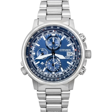 Citizen Promaster Sky Eco-Drive Chronograph Edelstahl Blaues Zifferblatt Taucheruhr AT8300-58L 200M Herrenuhr
