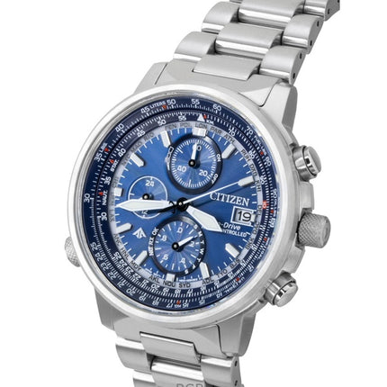 Citizen Promaster Sky Eco-Drive Chronograph Edelstahl Blaues Zifferblatt Taucheruhr AT8300-58L 200M Herrenuhr