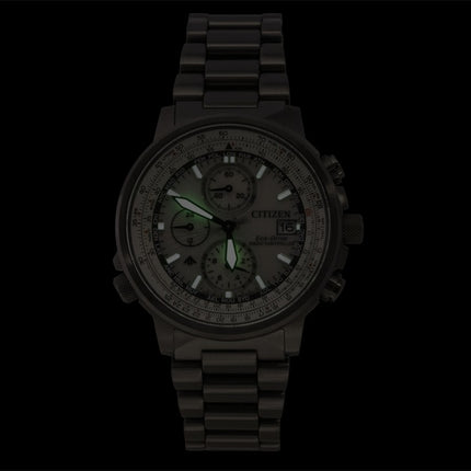 Citizen Promaster Navihawk AT Chronograph Edelstahl Silbernes Zifferblatt Eco-Drive Taucheruhr AT8304-57A 200M Herrenuhr