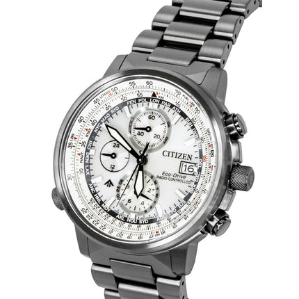 Citizen Promaster Navihawk AT Chronograph Edelstahl Silbernes Zifferblatt Eco-Drive Taucheruhr AT8304-57A 200M Herrenuhr