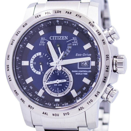 Citizen Eco-Drive Funkuhr atomare Welt Zeit AT9070 - 51L Herrenuhr