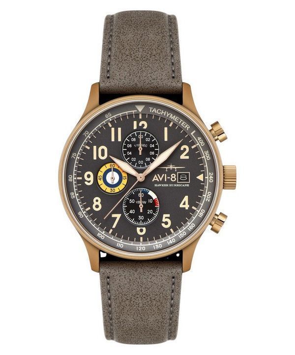 AVI-8 Hawker Hurricane Classic Chronograph graues Zifferblatt Quarz AV-4011-0P Herrenuhr