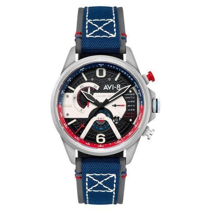 AVI-8 Hawker Harrier Dual Retrograde Chronograph Admiral Schwarzer Stahl Schwarzes Zifferblatt Quarz AV-4056-09 Herrenuhr
