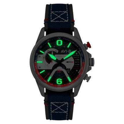 AVI-8 Hawker Harrier Dual Retrograde Chronograph Admiral Schwarzer Stahl Schwarzes Zifferblatt Quarz AV-4056-09 Herrenuhr