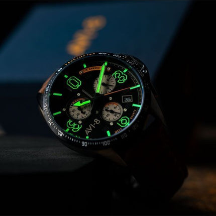 AVI-8 P-51 Mustang Blakeslee Chronograph Imperial War Museums Edition Lambeth schwarzes Zifferblatt Quarz AV-4077-07 Herrenuhr