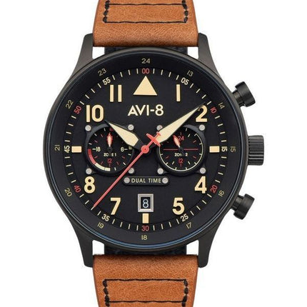 AVI-8 Hawker Hurricane Carey Dual Time Debden Quarzuhr mit schwarzem Zifferblatt AV-4088-03 Herrenuhr