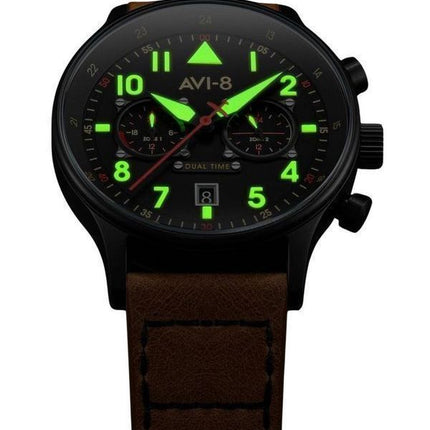 AVI-8 Hawker Hurricane Carey Dual Time Debden Quarzuhr mit schwarzem Zifferblatt AV-4088-03 Herrenuhr