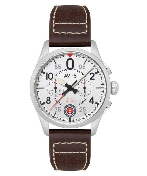 AVI-8 Spitfire Lock Chronograph Flugzeug weißes Zifferblatt Quarz AV-4089-05 Herrenuhr