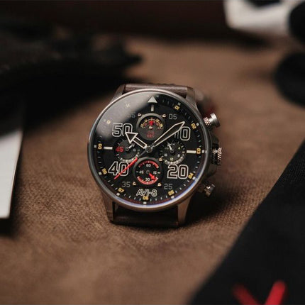 AVI-8 Hawker Typhoon Rb396 Sheila Chronograph Limited Edition schwarzes Zifferblatt Quarz AV-4093-05 Herrenuhr