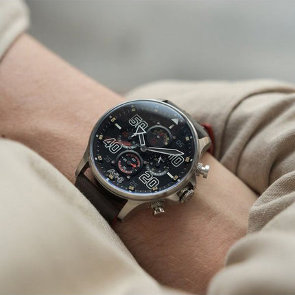 AVI-8 Hawker Typhoon Rb396 Sheila Chronograph Limited Edition schwarzes Zifferblatt Quarz AV-4093-05 Herrenuhr