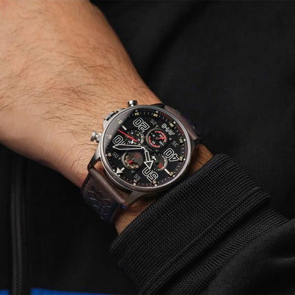 AVI-8 Hawker Typhoon Rb396 Sheila Chronograph Limited Edition schwarzes Zifferblatt Quarz AV-4093-05 Herrenuhr