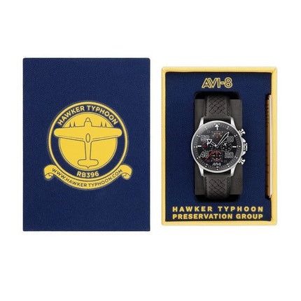AVI-8 Hawker Typhoon Rb396 Sheila Chronograph Limited Edition schwarzes Zifferblatt Quarz AV-4093-05 Herrenuhr