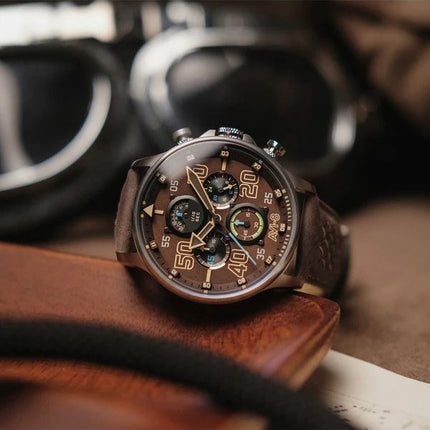 AVI-8 Hawker Typhoon Rb396 Sheila Chronograph Limited Edition Westhampnett Braunes Zifferblatt Quarz AV-4093-06 Herrenuhr