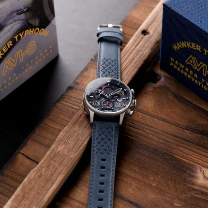 AVI-8 Hawker Typhoon Rb396 Sheila Chronograph Limited Edition Volkel Blaues Zifferblatt Quarz AV-4093-07 Herrenuhr