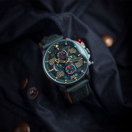 AVI-8 Hawker Typhoon Rb396 Sheila Chronograph Limited Edition Goch grünes Zifferblatt Quarz AV-4093-08 Herrenuhr