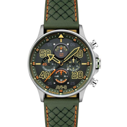 AVI-8 Hawker Typhoon Coningham Chronograph Harding Lederarmband grünes Zifferblatt Quarz AV-4093-0D Herrenuhr