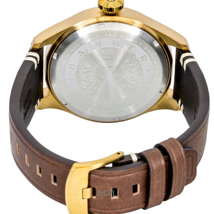 AVI-8 Hawker Hurricane Herrenuhr mit Lederarmband, grünem Zifferblatt und Automatikwerk AV-4097-04