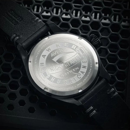 AVI-8 Hawker Hurricane Clowes automatische Night Reaper Limited Edition Night Shadow schwarzes Zifferblatt AV-4097-05 Herrenuhr