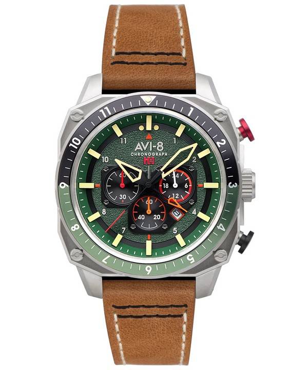 AVI-8 Hawker Hunter Atlas Dual Time Chronograph Forest Quarz AV-4100-01 Herrenuhr