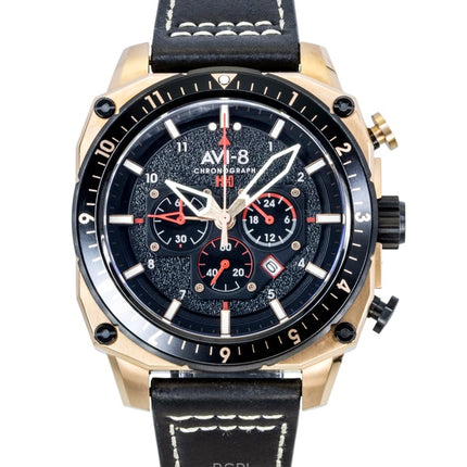 AVI-8 Hawker Hunter Atlas Dual Time Chronograph Jet Black Dial Quartz AV-4100-06 Herrenuhr
