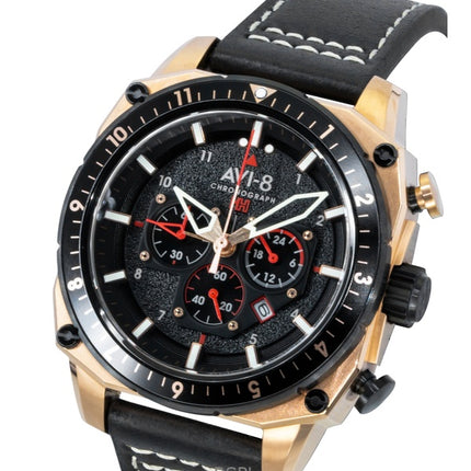 AVI-8 Hawker Hunter Atlas Dual Time Chronograph Jet Black Dial Quartz AV-4100-06 Herrenuhr