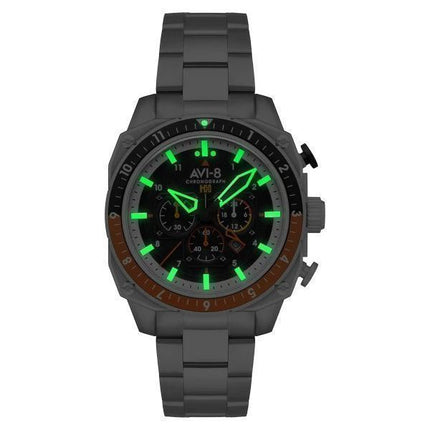 AVI-8 Hawker Hunter Atlas Dual Time Chronograph Raven Schwarzes Zifferblatt Quarz AV-4100-11 Herrenuhr