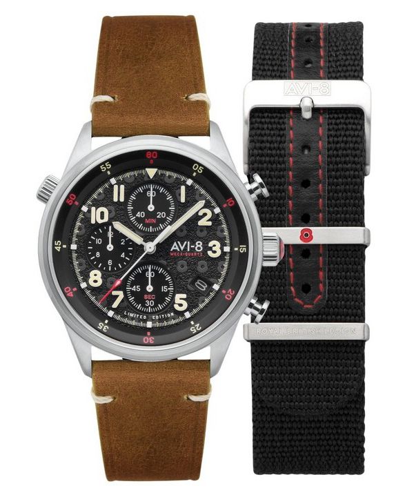 AVI-8 Flyboy Royal British Legion Tri-Service Chronograph Limited Edition High Wycombe Quartz AV-4102-RBL-01 Herrenuhr mit Ex