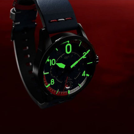 AVI-8 Spitfire P8331 Laguna Chronograph Limited Edition Sumatra Blaues Zifferblatt Quarz AV-4105-01 Herrenuhr