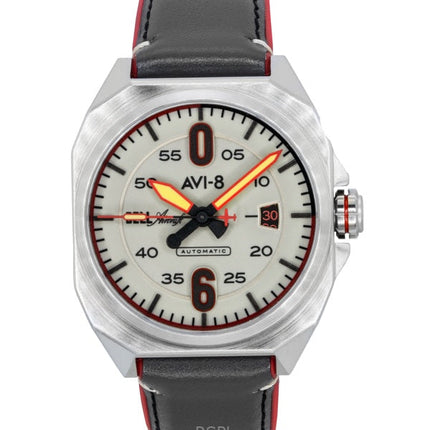 AVI-8 Bell X-1 Machbuster Desert Khaki Lederarmband Hellgraues Zifferblatt Automatik AV-4115-07 Herrenuhr