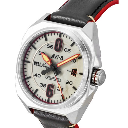 AVI-8 Bell X-1 Machbuster Desert Khaki Lederarmband Hellgraues Zifferblatt Automatik AV-4115-07 Herrenuhr