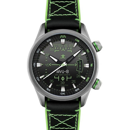 AVI-8 Hawker Harrier HUD Lederarmband Farbverlauf Schwarzes Zifferblatt Automatik AV-4117-02 Herrenuhr