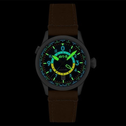 AVI-8 Flyboy Wingman Worldtimer GMT Atlantic Blue Dial Automatik AV-4120-01 Herrenuhr mit extra Armband