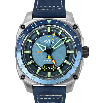AVI-8 Hawker Hunter Atlas GMT Retro Blaues Zifferblatt Automatik AV-4122-05 Herrenuhr