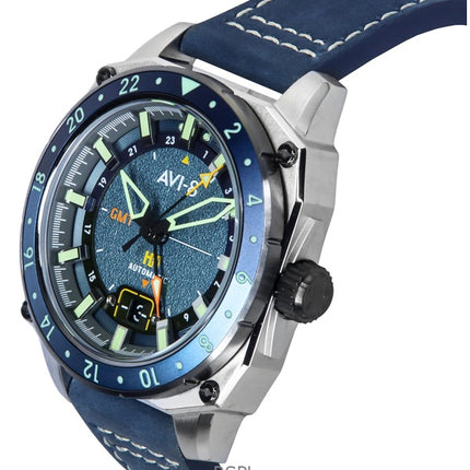 AVI-8 Hawker Hunter Atlas GMT Retro Blaues Zifferblatt Automatik AV-4122-05 Herrenuhr