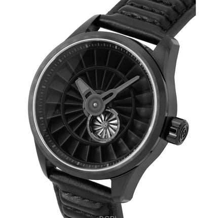 AVI-8 Hawker Hurricane Pegasus Limited Edition Herrenuhr mit Lederarmband, schwarzem Zifferblatt und Automatikwerk AV-4127-01