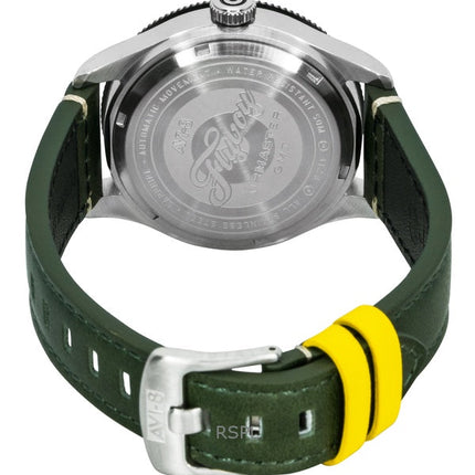 AVI-8 Flyboy Airmaster GMT Rumpf Grünes Lederarmband Grünes Zifferblatt Automatik AV-4128-03 Herrenuhr
