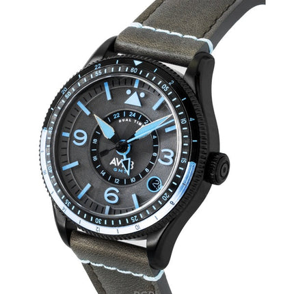 AVI-8 Flyboy Airmaster GMT Lederarmband Graues Zifferblatt Automatik AV-4128-05 Herrenuhr