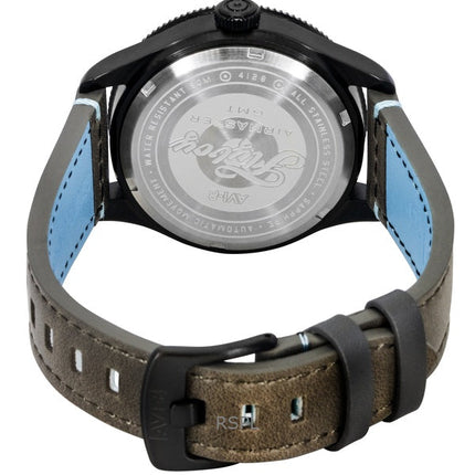 AVI-8 Flyboy Airmaster GMT Lederarmband Graues Zifferblatt Automatik AV-4128-05 Herrenuhr