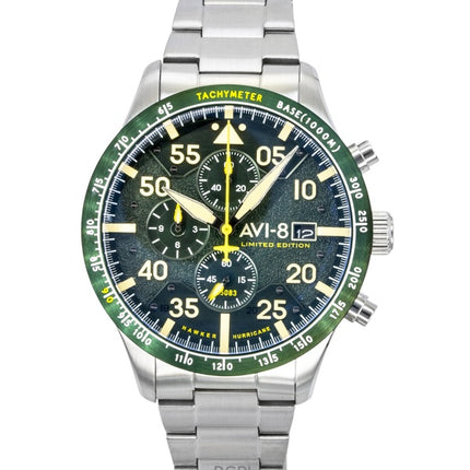 AVI-8 Hawker Hurricane Chronograph Limited Edition Herrenuhr mit grünem Zifferblatt, Quarzwerk, AV-4130-33, inklusive zusätzlichem Armband